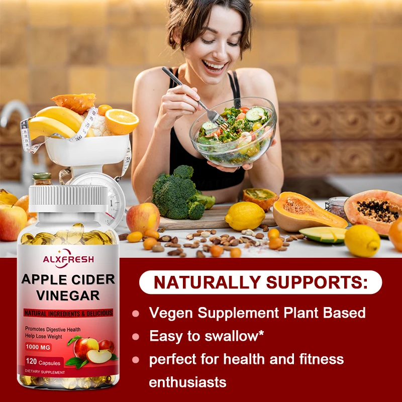 Alxfresh Apple Cider Vinegar Capsules with Zinc Vitamins | 1000mg | Healthy Supplement Non-GMO