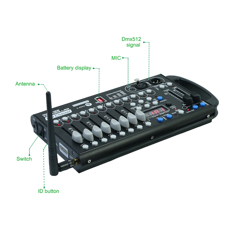 192 bateria dmx controlador sem fio dmx512 recarga receptor para dj equipamentos led par movendo luzes da cabeça