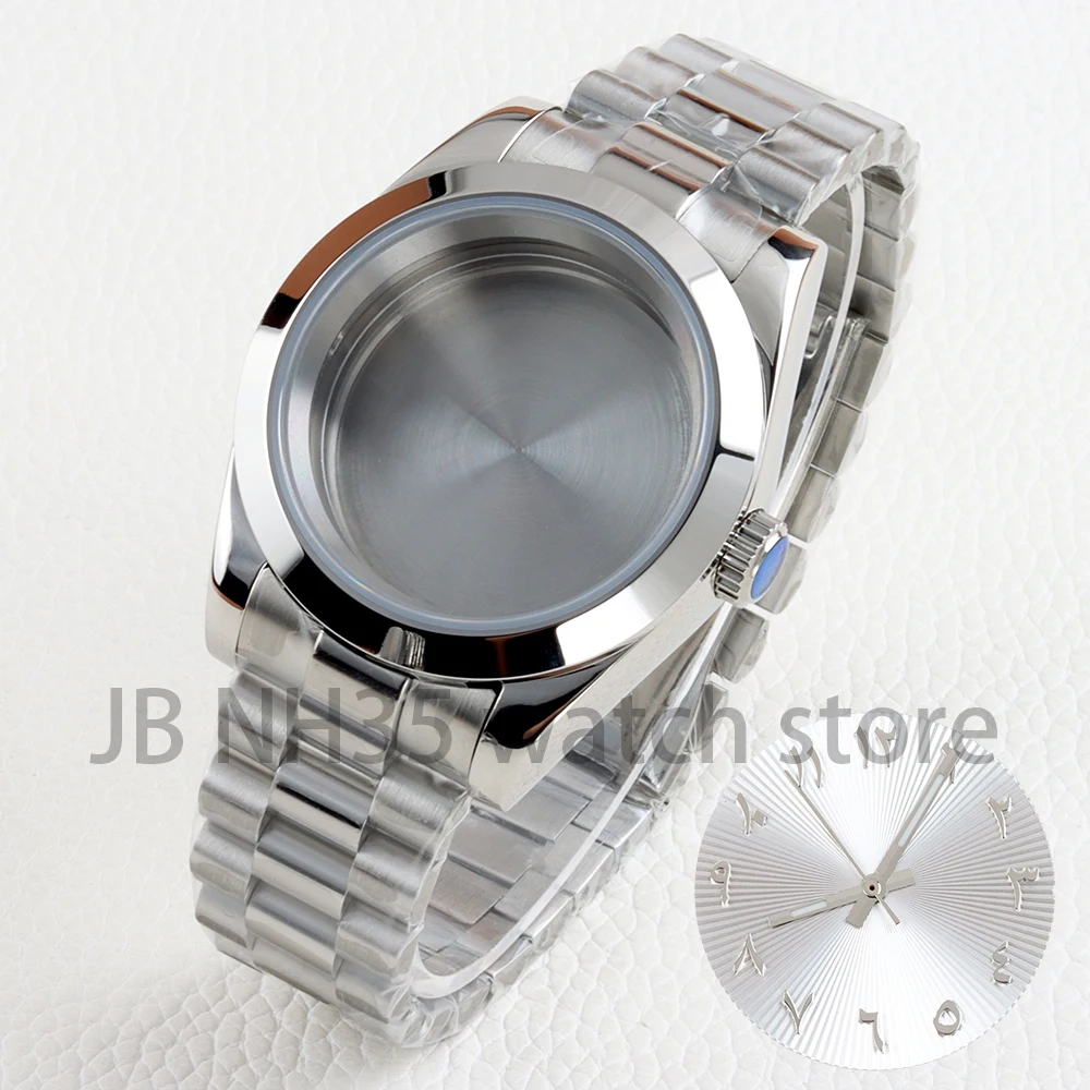 

36/39mm Silver NH35 Case 28.5mm Dial Sapphire Glass for Datejust NH35 NH36 Movement 316L Stainless Steel Presidential Watchband