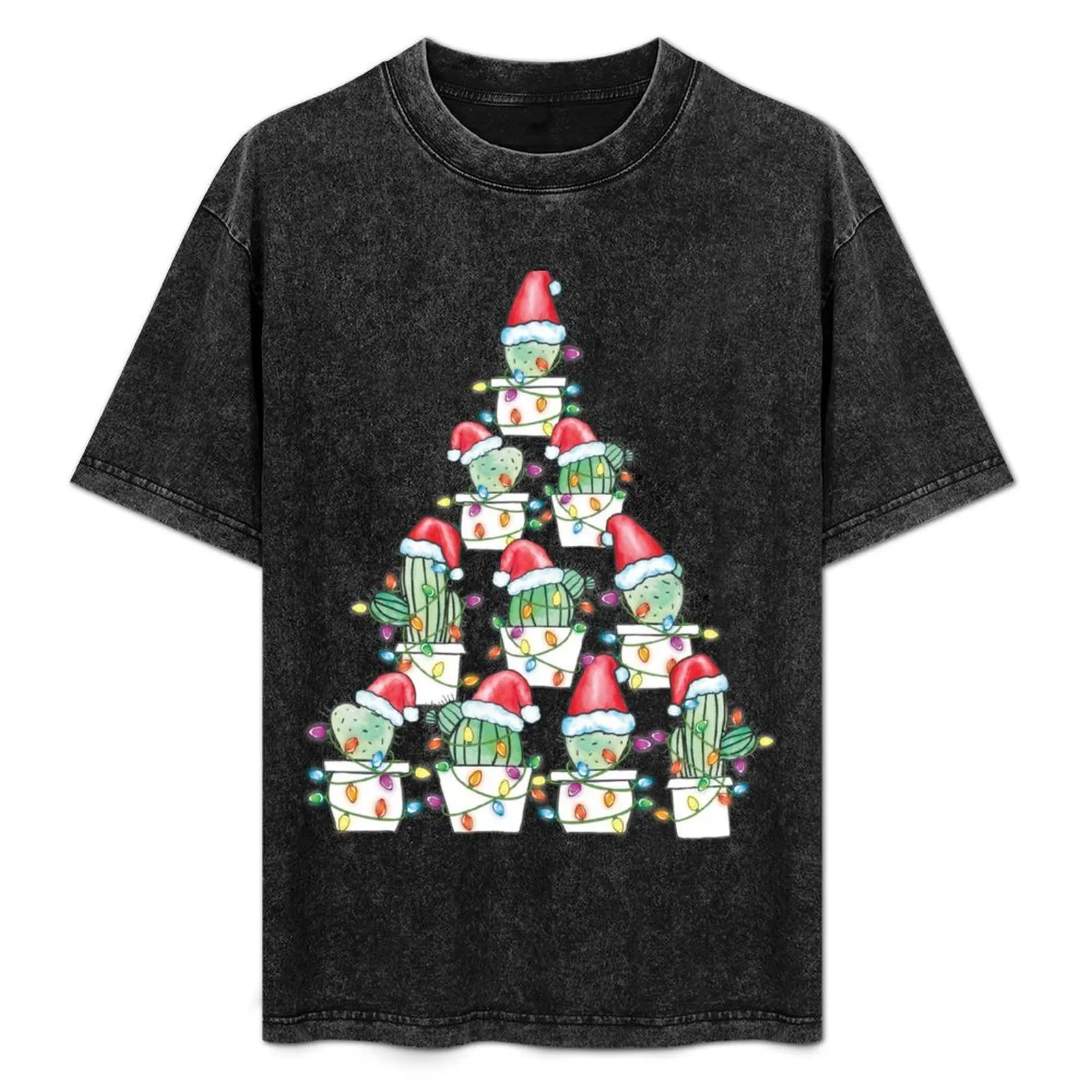 

Christmas Tree Gardener Gift Succulent Cactus T-Shirt Minimalist Casual Short Sleeve Top