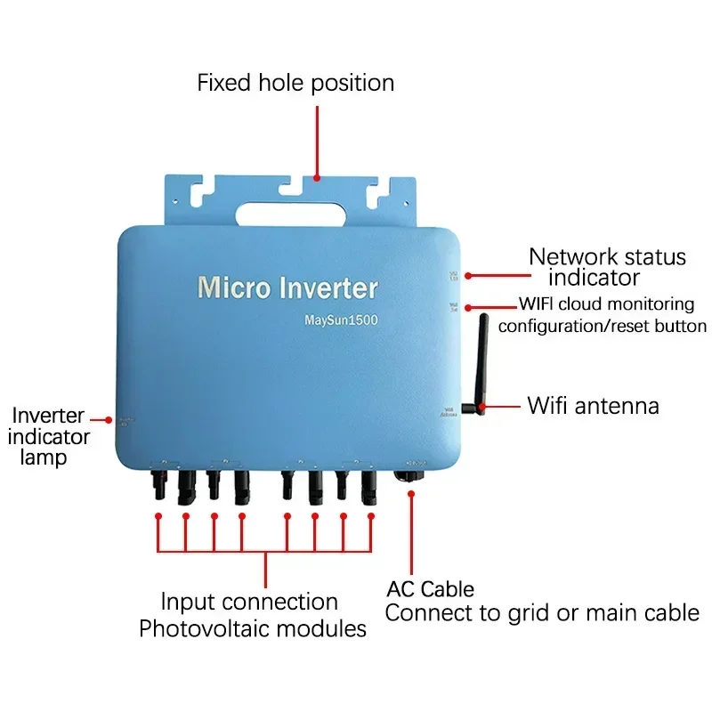 Micro Solar Panel Smart Inverter Built-In WIFI MPPT Home Intelligent Micro Solar Panel Inverter Pure Sine Wave Inverter Home Use