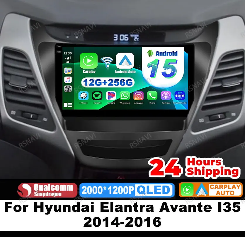 

Car Radio Android 15 For Hyundai Elantra Avante I35 2014-2016 QLED Viedo Player GPS Autoradio Wireless Carplay Auto Navigation