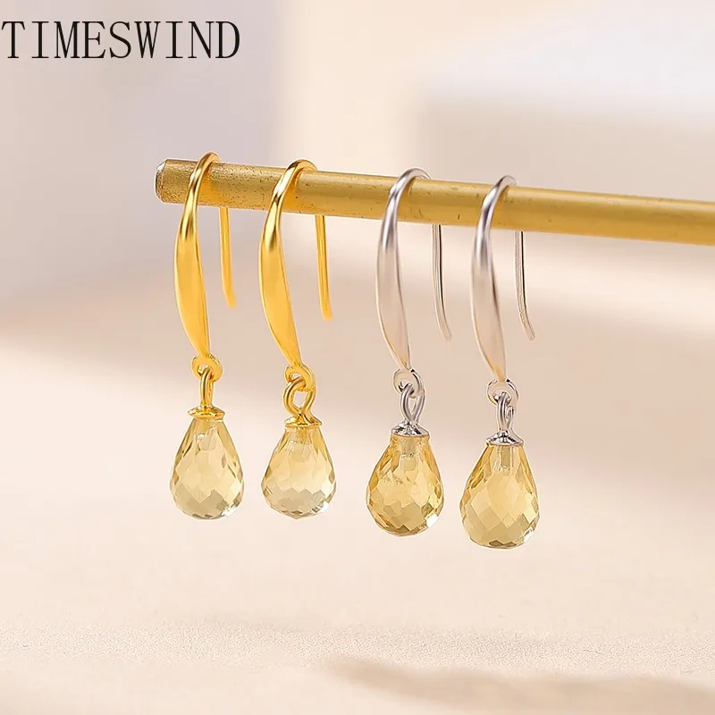 

TIMESWIND Original Crystal Natural Yellow Cutting Water Drop Pendant Women S925 Earrings Fashion Jewelry with Certificate