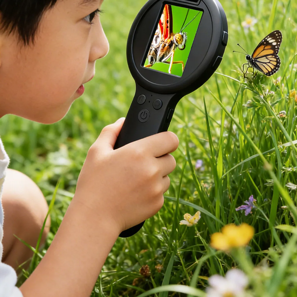 HD Magnifying Glass With Light /UV Light Mode Handheld Mini Electronic Digital Microscope Magnifier with 2.4 Inch 50-500x Zoom