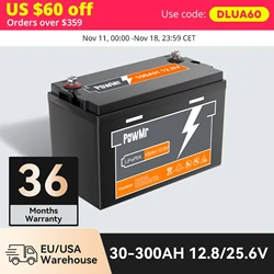 PowMr-batería de litio Powerwall, 12V, 24v, LiFePO4, 100Ah, 150Ah, 200Ah, 300Ah, 10KWh, 5kWh, 6000 tiempos de ciclo, BMS Max, serie 4 piezas, paralelo