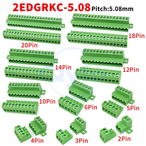 Imagen 1 del producto (1 Juego) KF 2EDGRKC - Bloque de terminales fijo con placa de bloqueo de 5.08 mm, conexión sin soldadura, terminal enchufable 2EDGK 5.08 2~24P