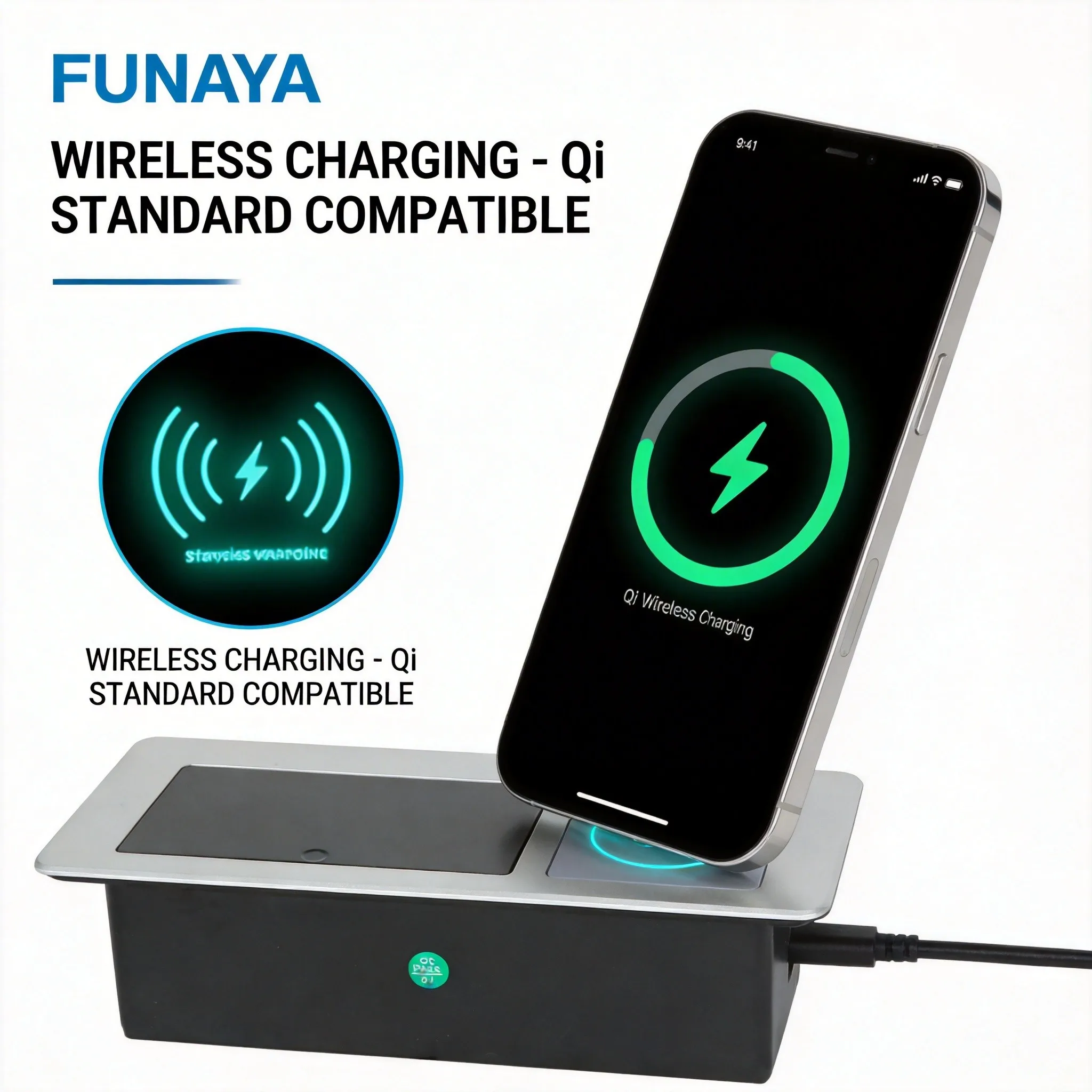 FUNAYA Pop Up Built-in Table EU KR UK US Universal Multi Socket Embedded Hidden Desktop Power Outlet USB A C Wireless Charging