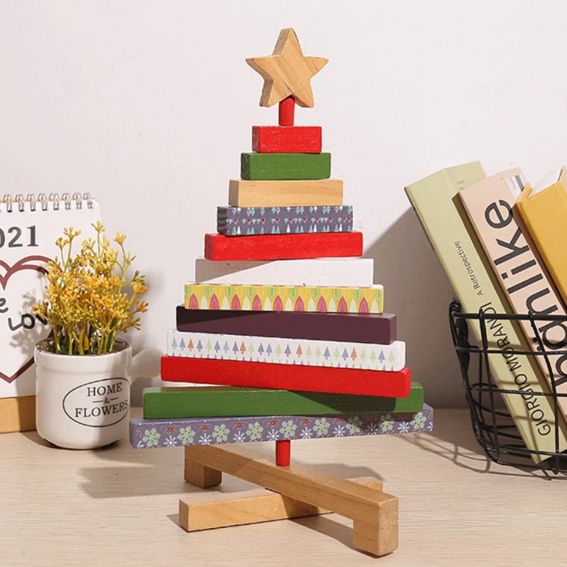 Wooden Christmas Trees Figurines for Home Decoration, Rotatable Miniatures, Aesthetic Room Decor, Kids Gift, 2026