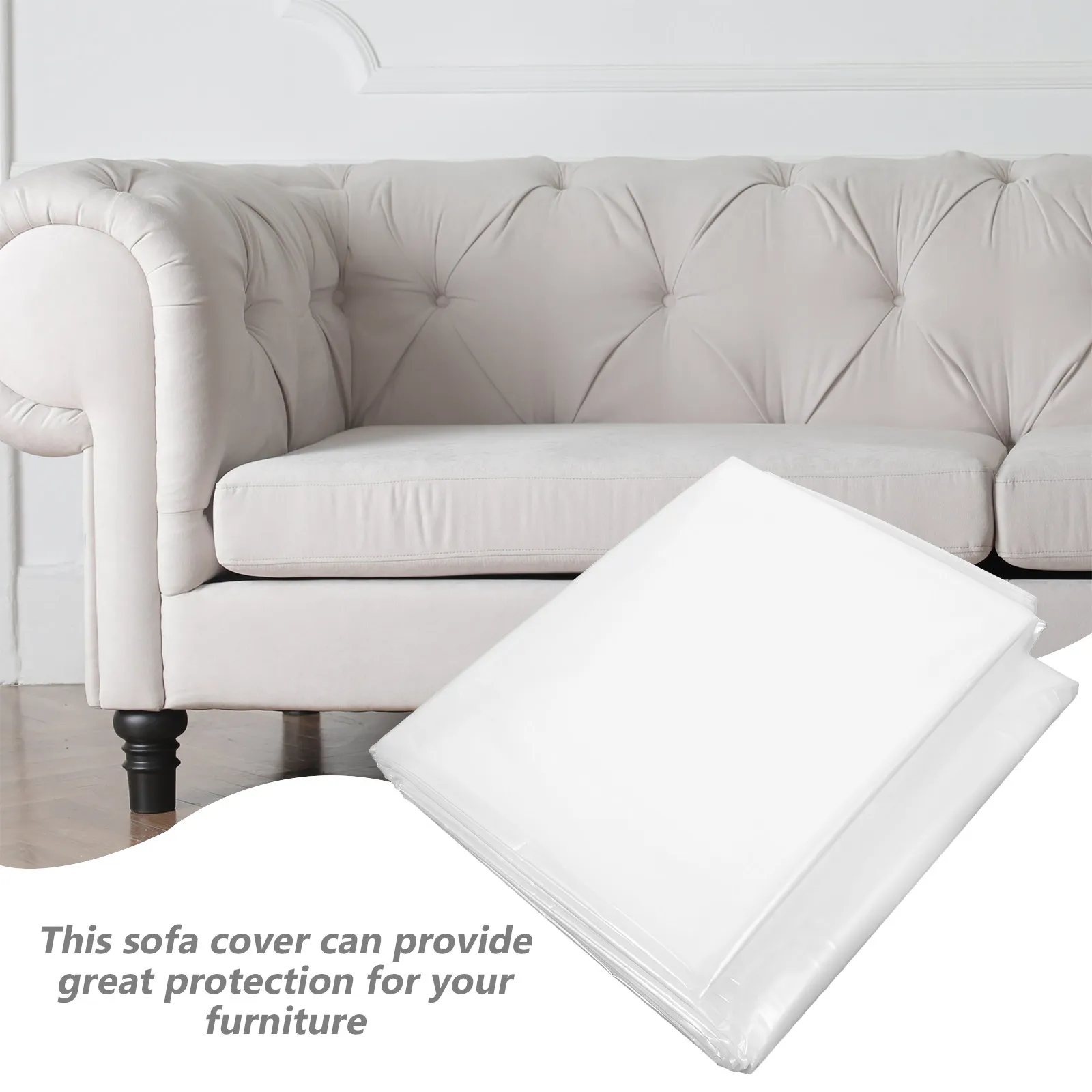 Clear Sofa Seat Cover Plastic Cushion Bag for Moving Protection Large Area Furniture Protector Washable Reusable Couch Cover