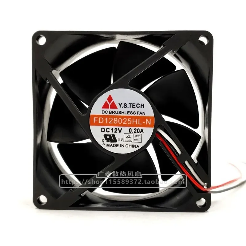 for Wonsan Y.S.TECH FD128025HL-N 12V 0.20A 80mm 3-Wire Chassis Cabinet Cooling Fan 8CM