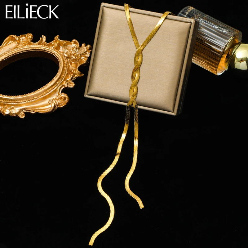 

EILIECK 316L Stainless Steel Fashion Crossover Snake Chain Necklace For Women 2024 New Neck Chain Waterproof Jewelry Gift Colar