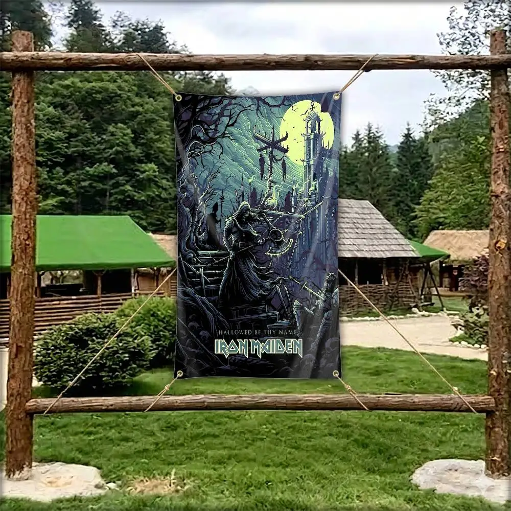 The Beast E-Eddie I-Iron M-Maiden Flag Tapestry Banner for Bedroom Living Room Outdoor Camping Custom Supported
