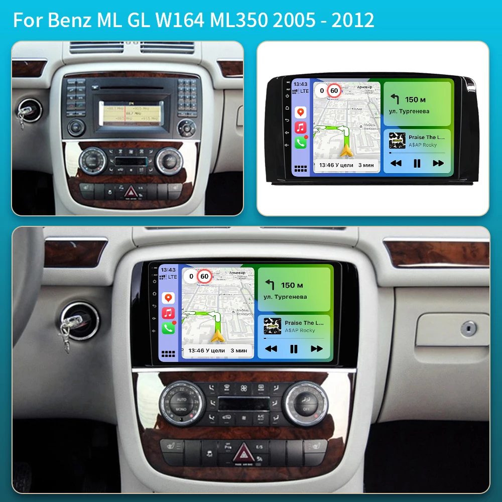 For Mercedes Benz ML GL W164 ML350 ML500 GL320 X164 ML280 GL350 GL450 2005-2012 Android16 Auto Car Radio Carplay Audio