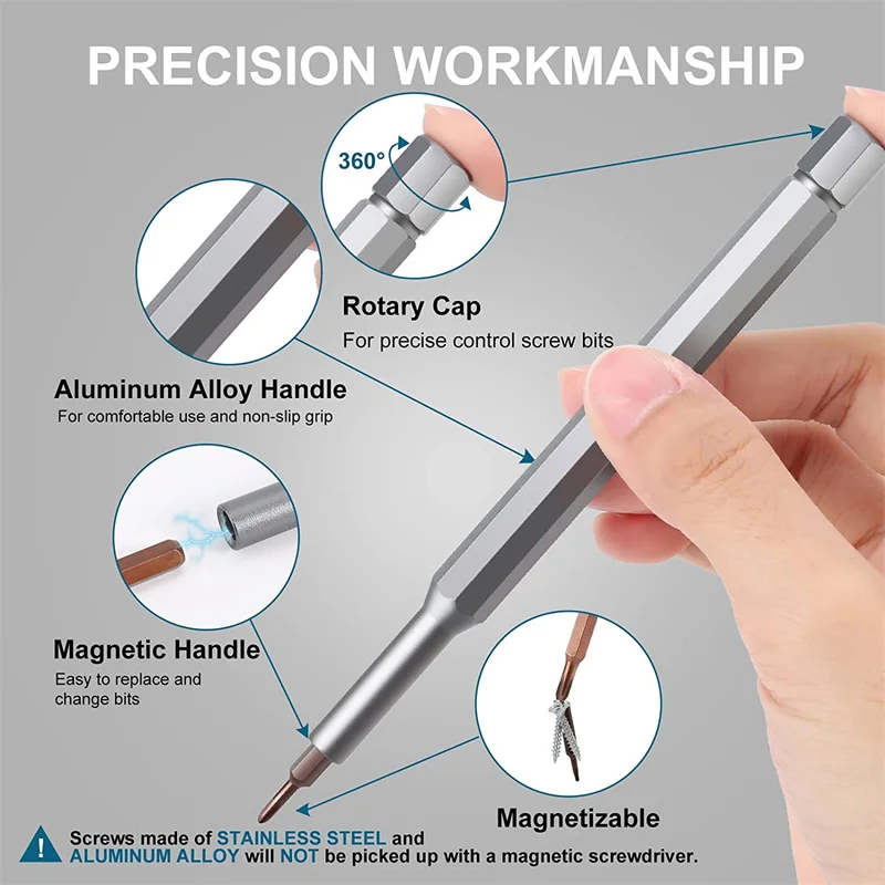 Premium Precision Screwdriver Set, Small Magnetic Screwdrivers Kit para Fixação Electronics Repair, Mini, 24 em 1