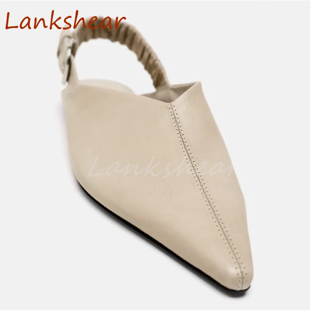 Spitze Zehen flache Sohle Damenschuhe solide Mode Sling back Lack leder Feder schnalle Riemen Damenschuhe Neuankömmlinge