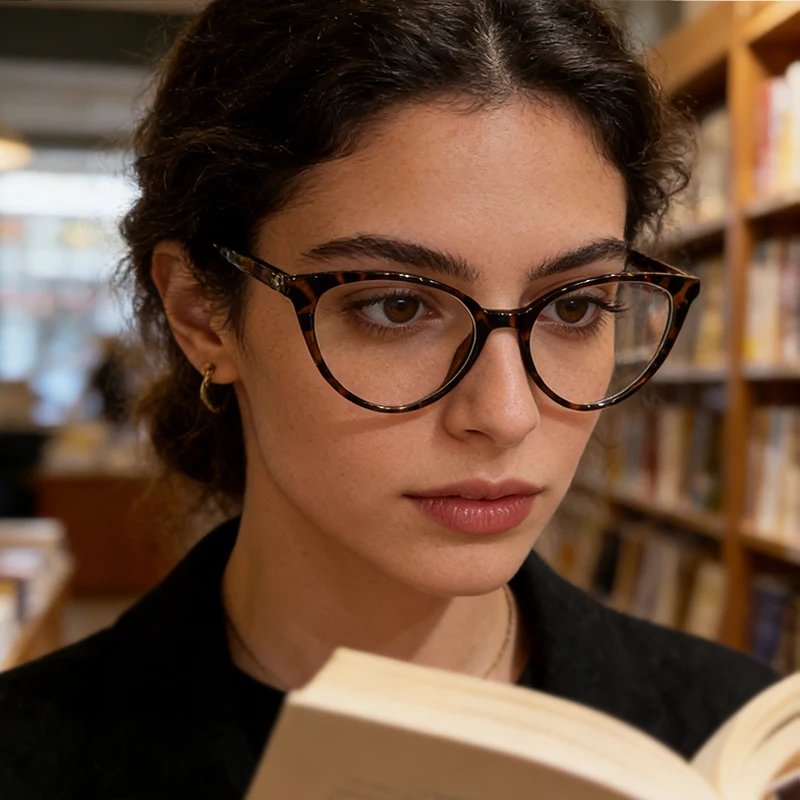 Cat Eye Transparent Reading Glasses Women Ultra-light Far Sight Eyewear Fashion Prescription Lenses Eyeglass Diopter 0 To +4.0