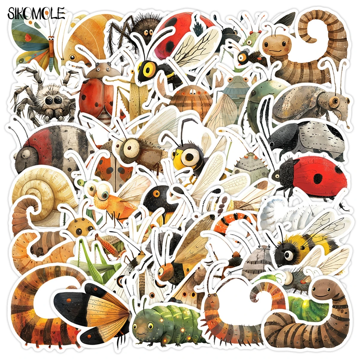 10/30/50PCS Mixed Cartoon Insects Stickers Aesthetic Animals DIY Kids Decoration Toys Travel Luggage Decal Graffiti Sticker Pack