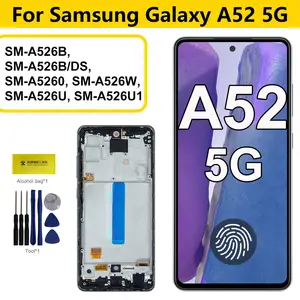 Bilashmart Amoled Samsung A52 5G LCD A526B A526U Display Touch Screen Digitizer with Frame and fingerprint Galaxy A52 5G LCD