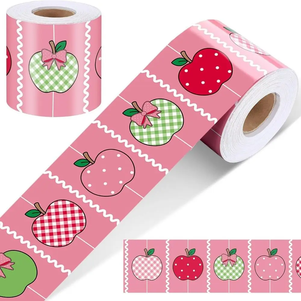 Self Adhesive Bulletin Board Border 10m Scalloped Edge Classroom Border Trim Waterproof Books and Bows Pattern