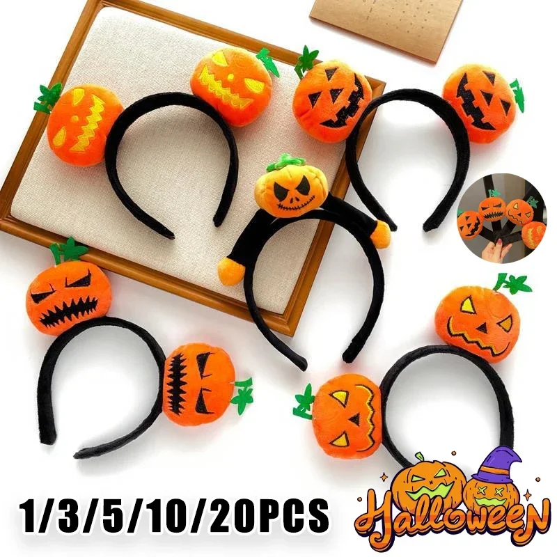 Devil Headband Halloween Costume Headpiece, Cartoon Funny Hair Hoop with Pumpkin Horns, Party Performance Toy Dress Up Accessory