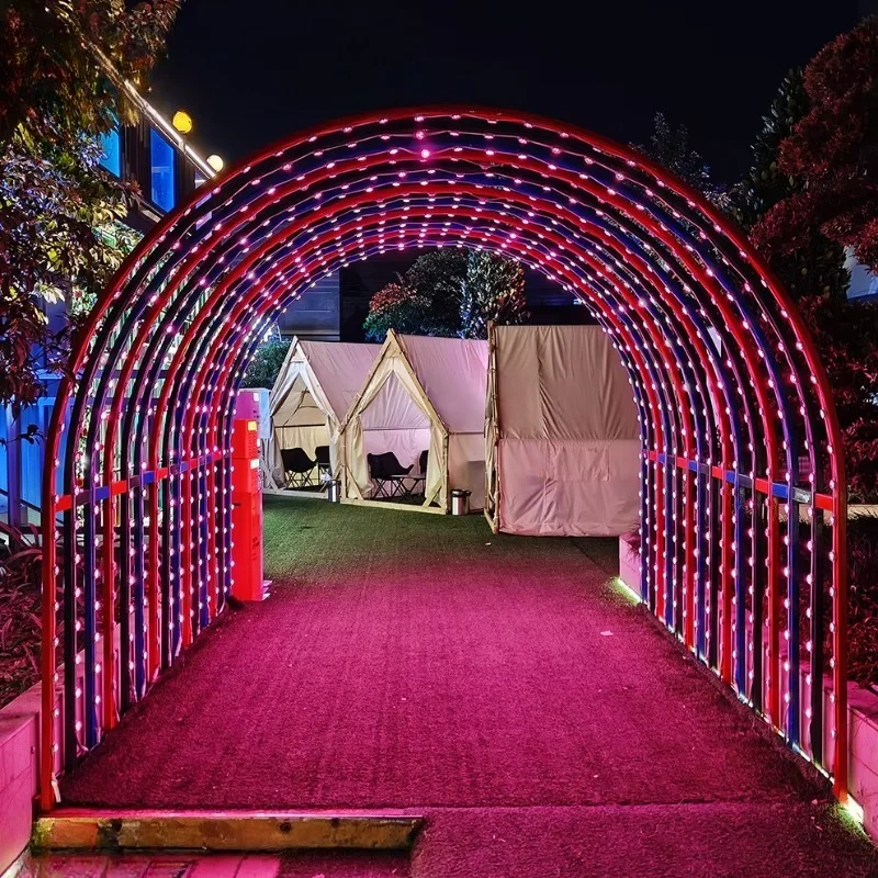 H: 2.5m outdoor RGB color-changing Christmas lights tunnel arch lighting winter lighting