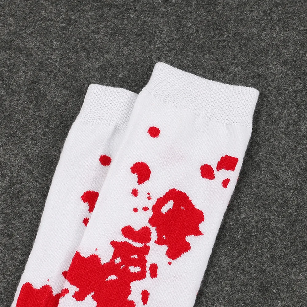 Good-looking Halloween Bleeding Socks Black Solid Color Cartoon Bat Sock Holiday Costume Party Skull Stockings Cool Girls\' Style