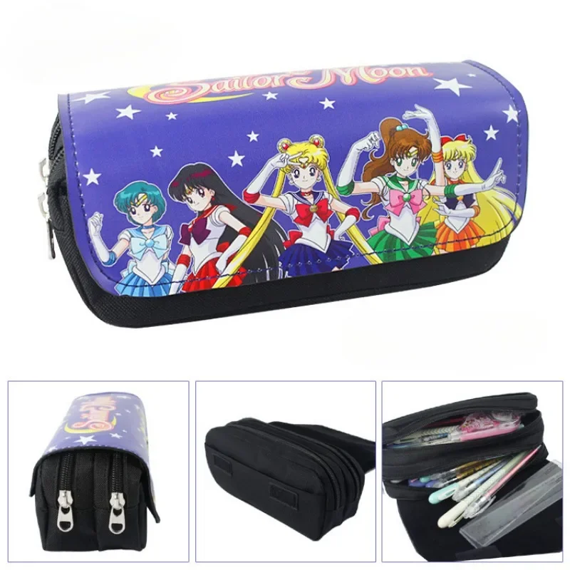 Anime Sailor Moon Cosplay Zipper Pencil Case Cosmetic Pouch Wallet Kawaii Purse Bag Girl School Supplies Accessories Kids Gift