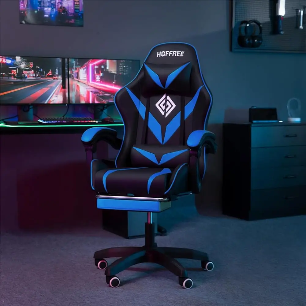 Gaming Chair With Massage Ergonomic Computer Chair With Footrest And Lumbar Support Reclining Pc Game Chair For Boys With