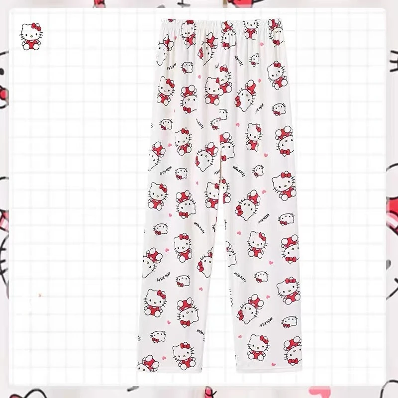 

Hello Kitty Pants Kawaii Cartoon Women Products Thin Design Student Cute Leisure Dormitory Home Stroll Loose Girl Gift Wholesale