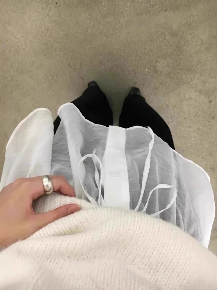 

Streetwear Solid Sweet Button Women's Skirts Harajuku Bandage Vintage Fairy Skirt Y2k Aesthetic See Through Grunge Mujer Falda