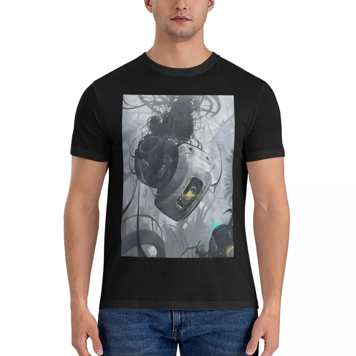 Men's Game T Shirt Portal GLaDOS Cotton Clothing Humorous Short Sleeve Round Neck Tees Original T-Shirts