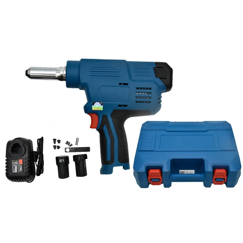 Pistol paku keling elektrik DCPM50, (tipe E) pistol paku keling listrik baterai Lithium 12V/2.0Ah Alat keling elektrik