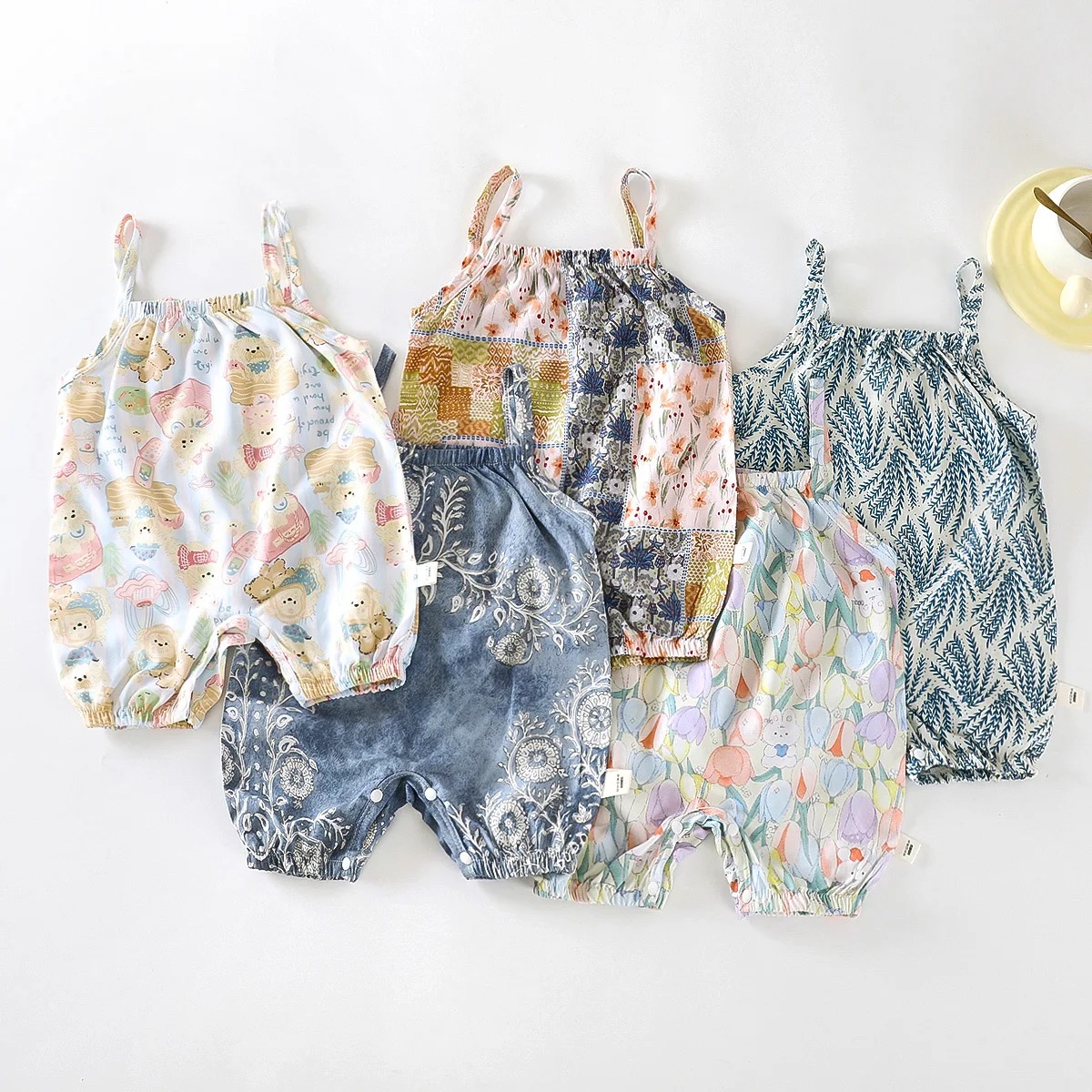 2026 Summer Baby Camisole Romper Floral Animal Print Sleeveless Bodysuit for 3M-3T Boys Girls Soft Thin One Piece Clothes