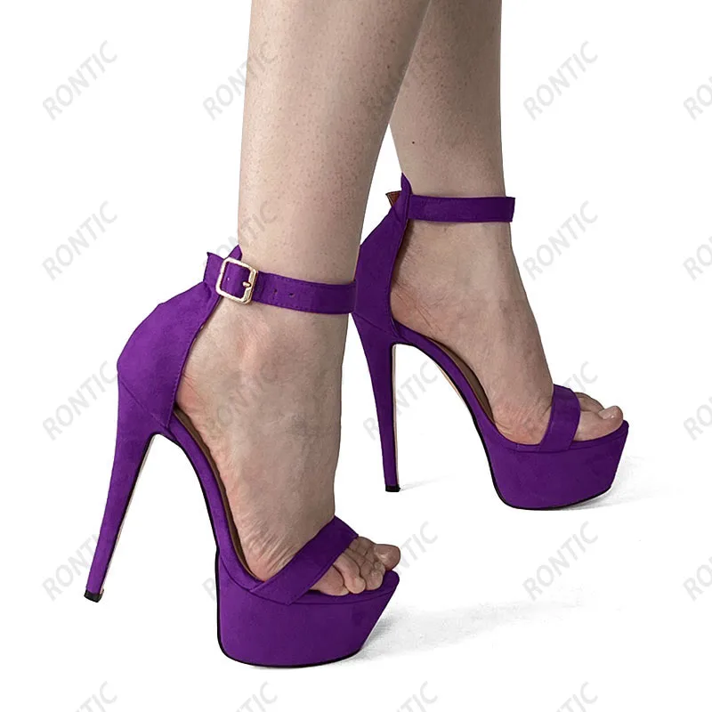 Rontic New Arrival Women Platform Sandals Sexy Stiletto Heels Round Toe Nice Red DRESS Shoes US Size 5-20 view 3