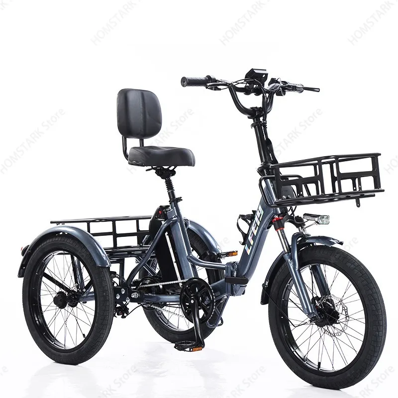 20 Inch Aluminum Alloy Folding Fat Tire Electric Tricycle Pedal Assist Trike For Adult Daily Travel Outdoor Commute