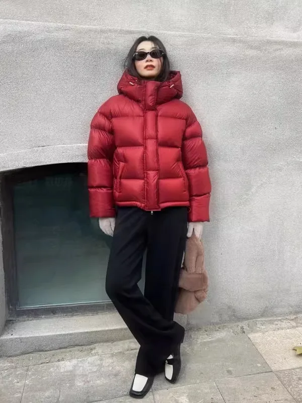 

Новогодняя женская хлопковая куртка с капюшоном, утепленная, с длинными рукавами, в корейском стиле, свободного кроя, из теплой полиэстеровой ткани