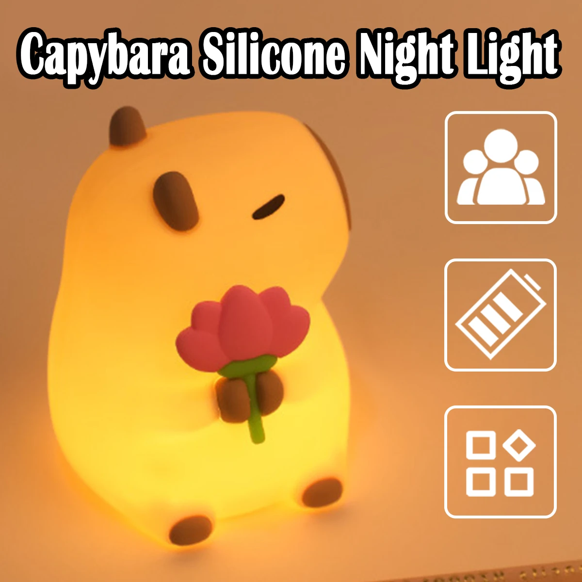 Capybara Night Light Silicone Capybara USB Rechargeable USB Rechargeable Animal Touch Light Children's Light Children's Cartoon