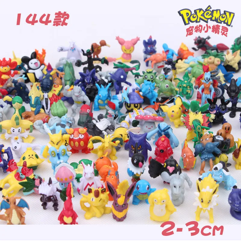 144pcs/set Pokemon Cartoon Action Figure Pikachu Kids Adorable Model Kawaii PVC Dolls Collectible Hobby Toys Brinquedos Decor