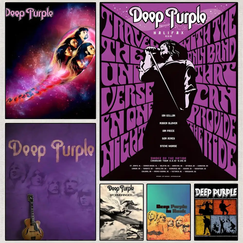 Music Deep Purple Classic Hard Rock Poster PP Wall Art Print Removable Water-Resistant Home Decor for Bedroom Apartment Gift