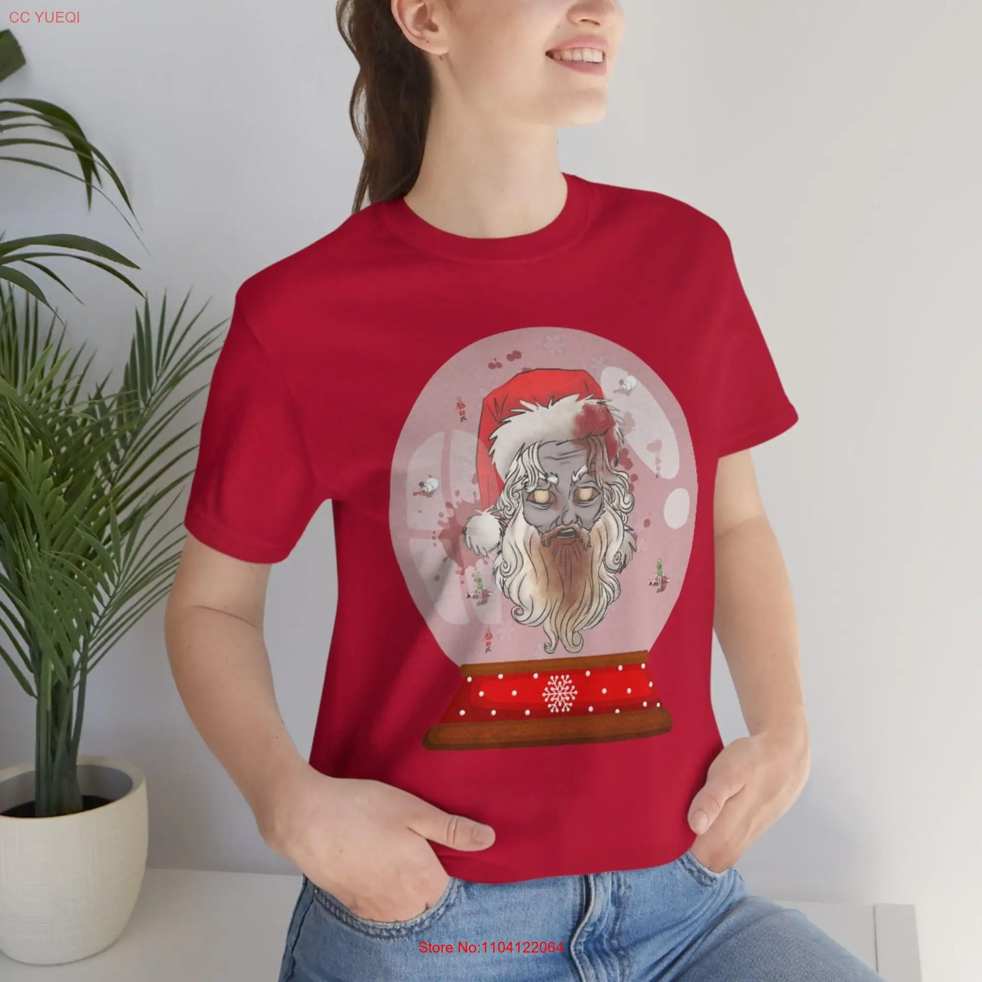 Zombie Santa Snow Globe T Shirt long or short sleeves