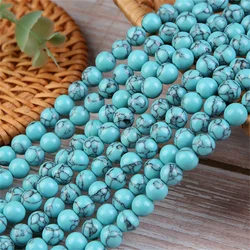 6/8/10mm Blue Turquoise Beads AAAAA Natural Gemstone Beads Round Loose Beads for Jewelry Making DIY Charm Bracelets Necklaces