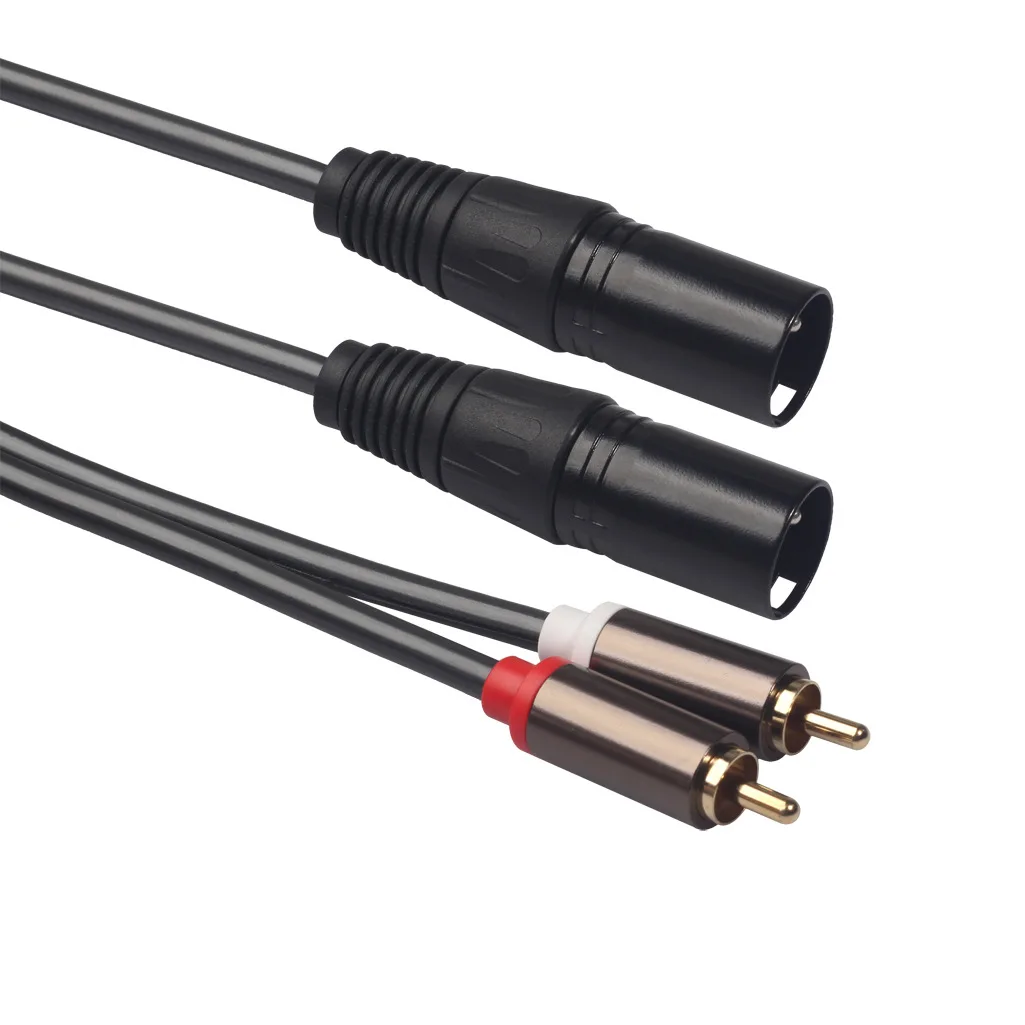 1.5m 4.9ft 5mm Dual XLR przejście ze złącza męskiego na podwójne złącze męskie RCA sygnału Audio kabel Patch kabel Audio