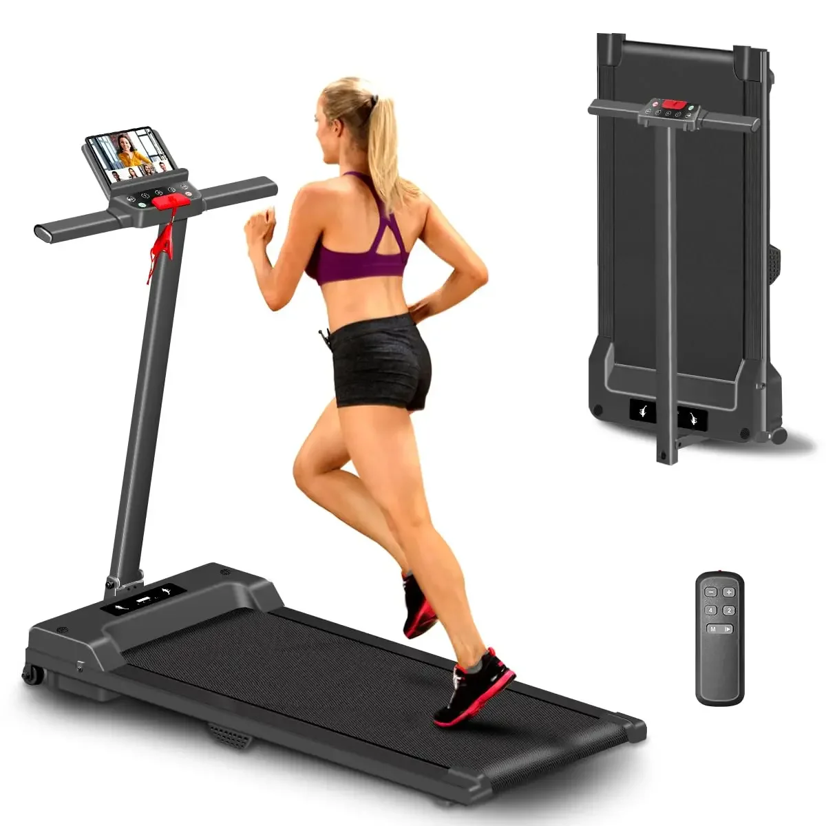 Home Electric Flat Indoor Treadmill Silent Motor Fitness Equipment Shock-Absorbing Folding Outdoor Running 100kg Max User Weight