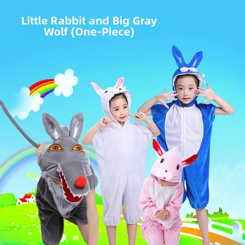 Halloween Children's Animal Performance Costume Little Rabbit Dance White Rabbit Pink Rabbit Grey Wolf Little  Kindergarte...