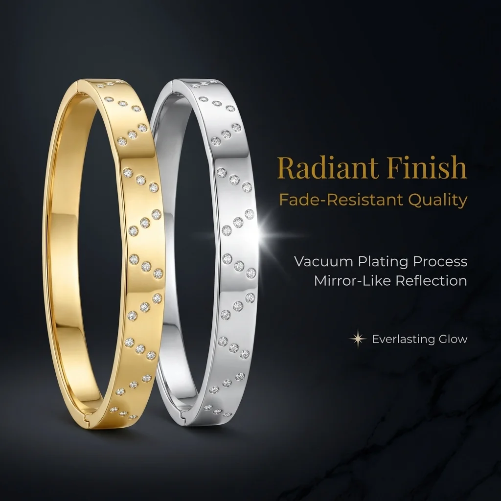 Fashion Gold Color Adjustable Opening Zircon Bangle Stainless Steel INS Style Bracelet For Women Party Jewelry Gift