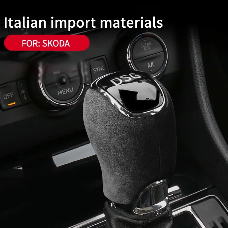 Top Italian Alcan tara Gear Lever Stick Shift Knob Cover Cap For Skoda Superb Octavia Rapid Kamiq Shifter Hanld Moulding Pad