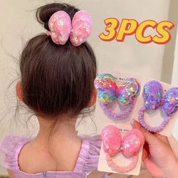 3PCS Sequin Hair Rope Children Scrunchies Big Butterfly Tie High Ponytail Braid Girl Rubber Band Headwear Hair Accessories