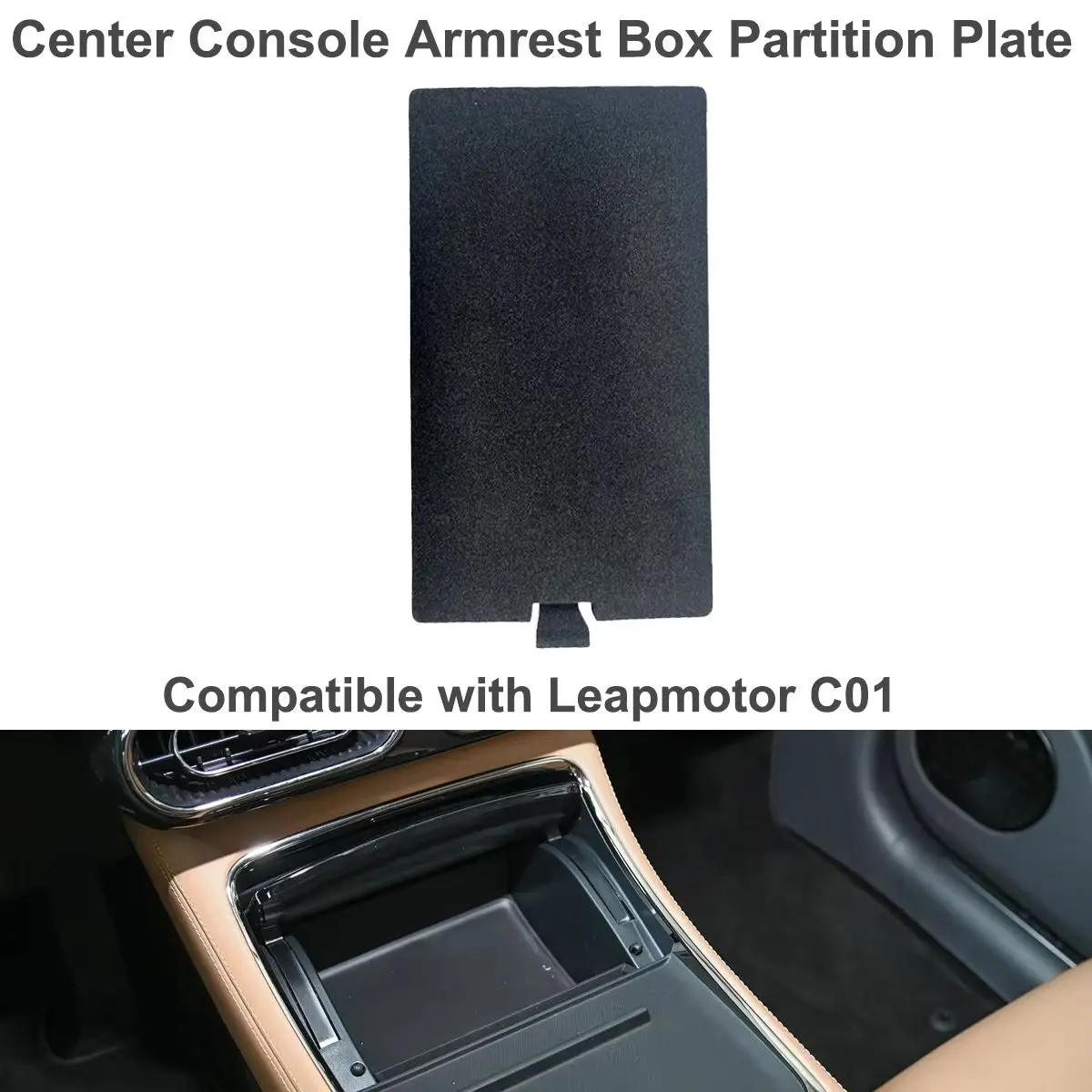 Center Console Armrest Box Partition Plate 5530901-CA01 Compatible with Leapmotor C01 Durable Interior Storage Divider Replaceme