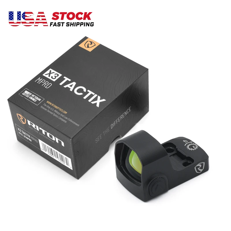 

Оригинальный тактический коллиматорный прицел RITON Optics MPRD Tactic 3 MOA с красной точкой, совместимый с креплением RMSC для Glock, для охоты