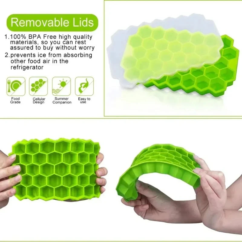 Reusable Silicone Ice Cube Mold Ice Cube Mold BPA Free Ice Cream Manufacturer with Cover DIY Popsicle Mold Ice Cube Pallet